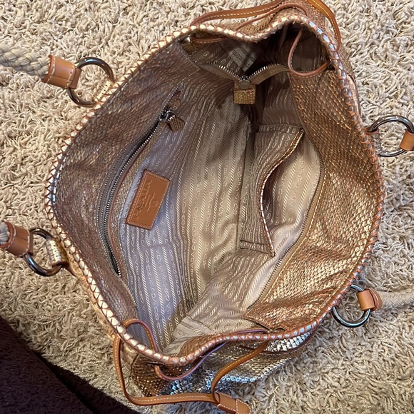 Prada Natural Woven and Metallic Snakeskin Trim Large Tote - Picture 5 of 16